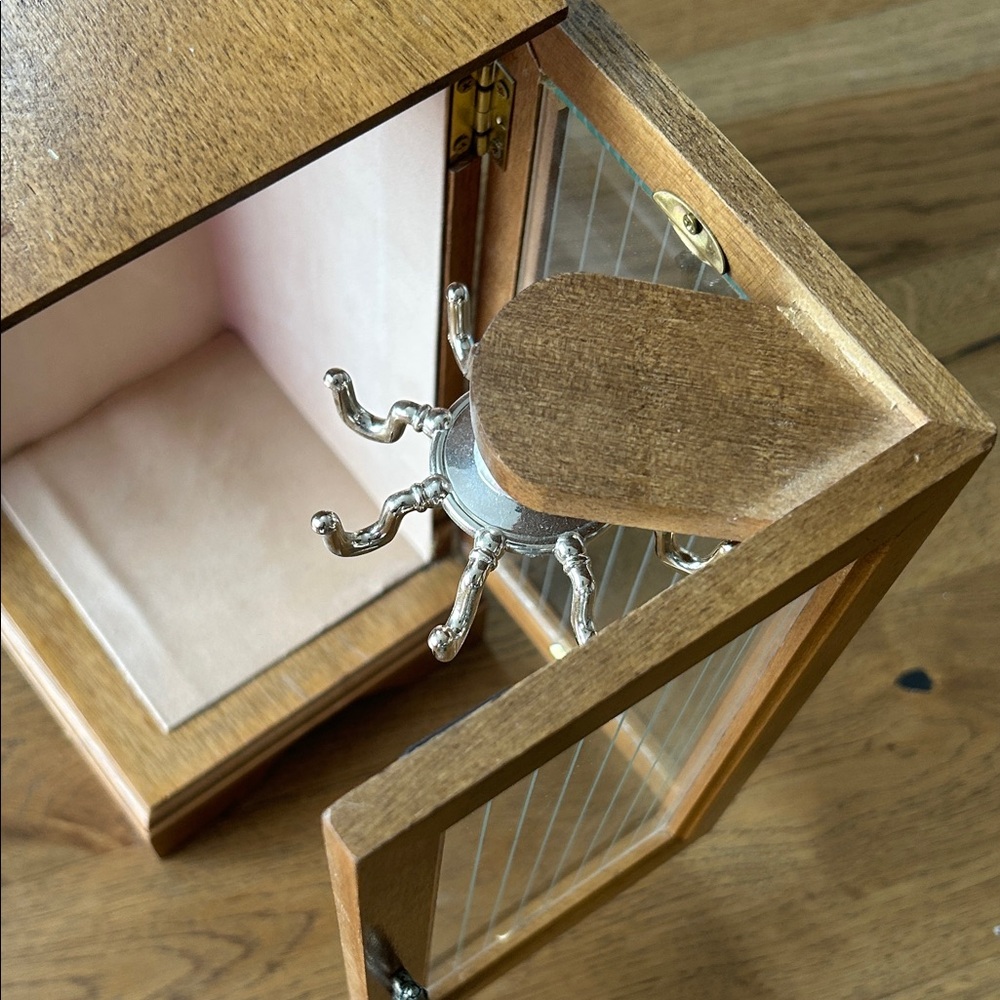 Wood Finish Jewelry Cabinet with Clock in Light Brown - Picture 7 of 10